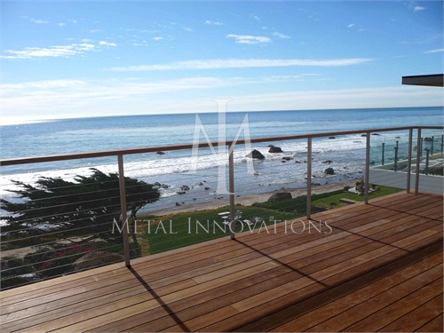 Stainless Steel Cable Rail with Wood Cap in Malibu, CA_