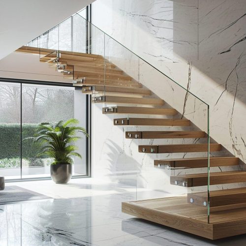 Glass Railings with Floating Stairs
