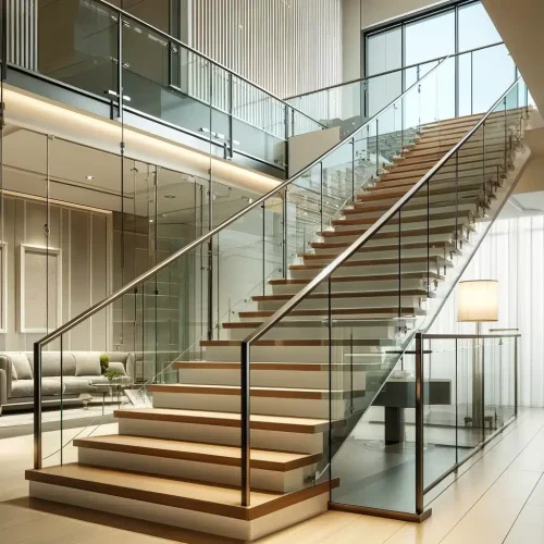 Glass Railings with Metal Accents
